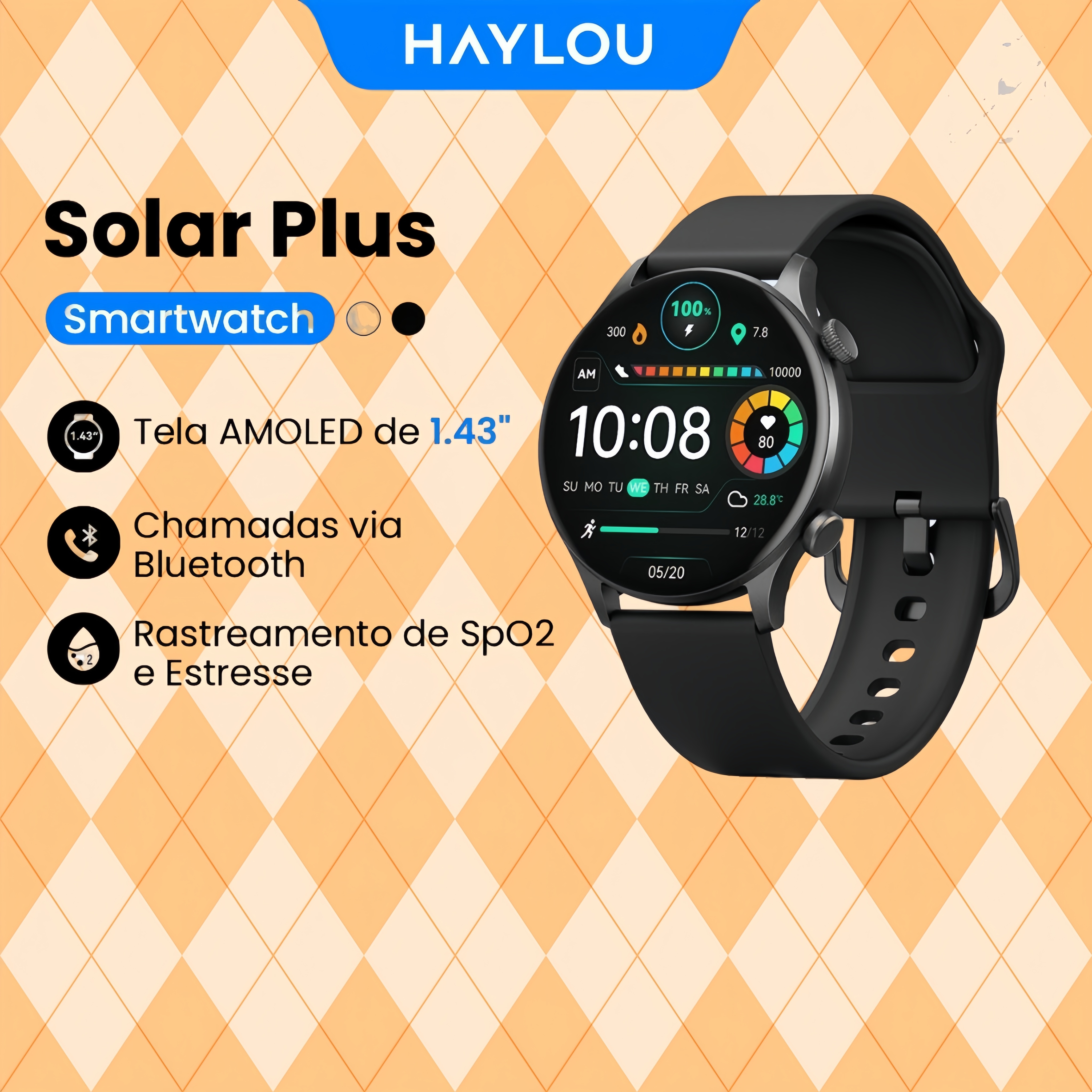 Hybrid Smartwatch - HAYLOU Solar Plus Smart Watch 1.43