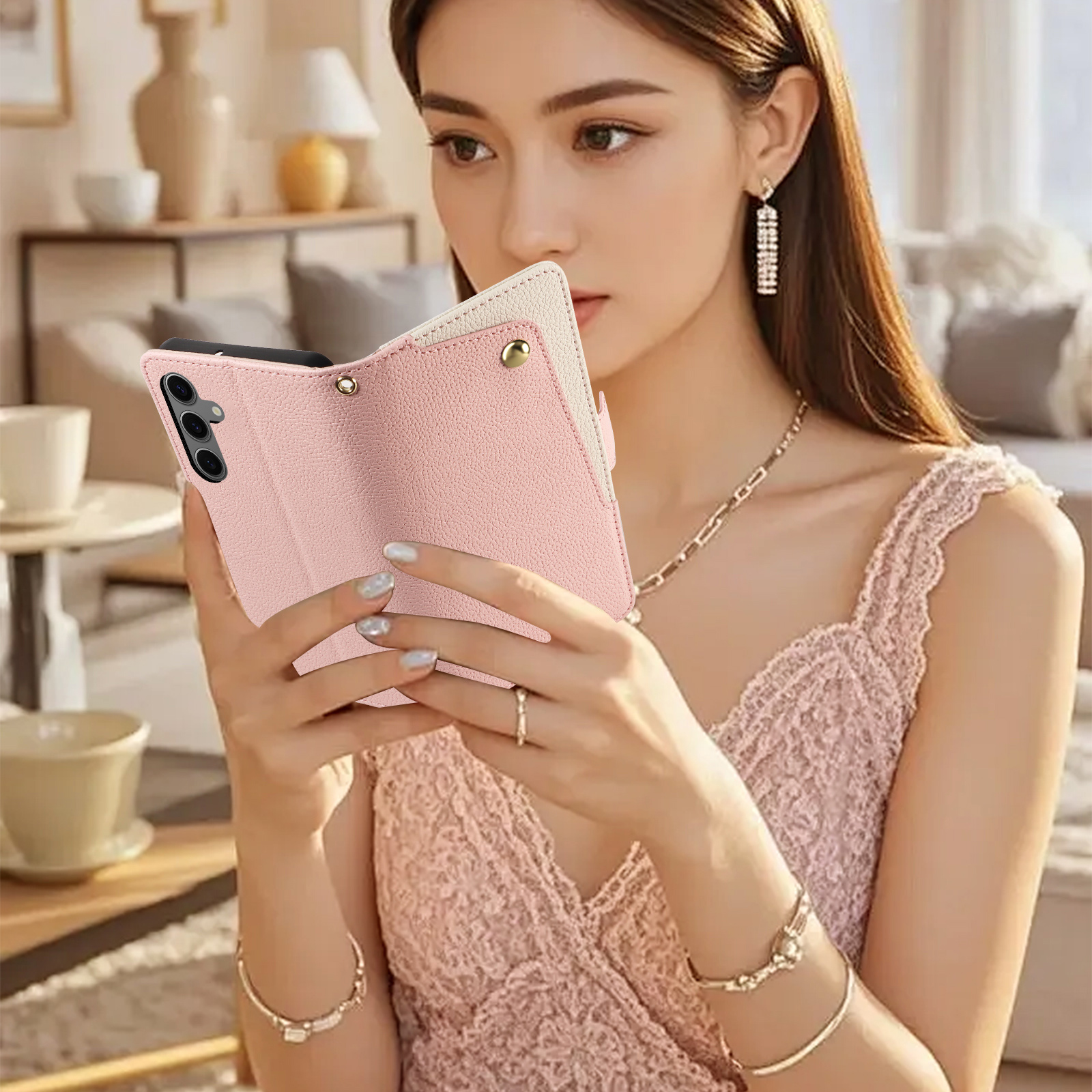 Makeup Mirror Strap Bag Cards  - مراجعة Samsung Galaxy Strap وسعره