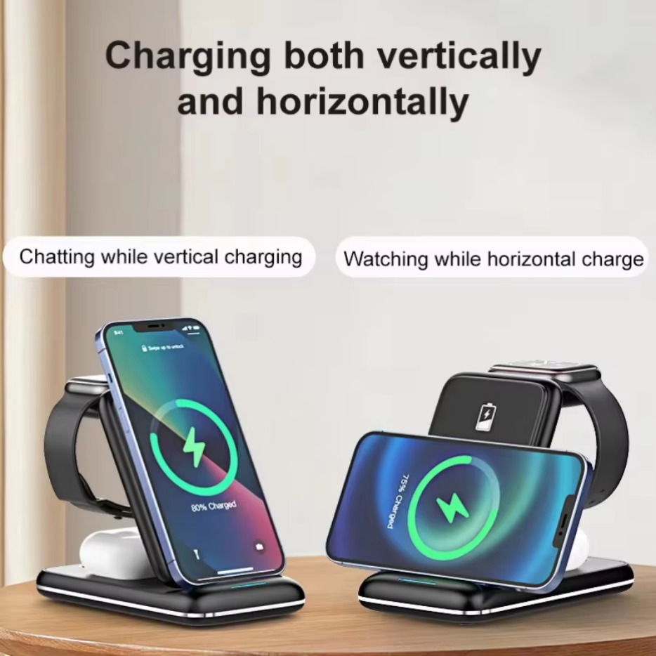 3 in 1 Wireless Charger Stand  - مراجعة Smartwatch Phone Watches وسعره