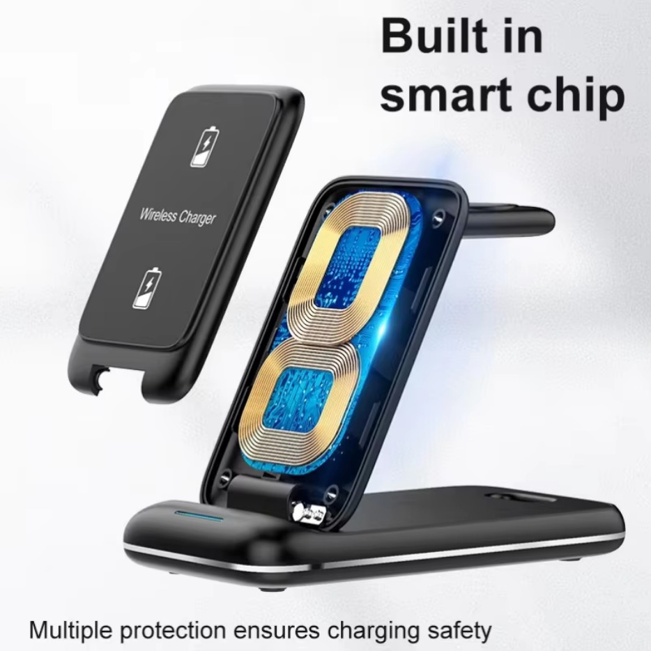 3 in 1 Wireless Charger Stand  - مراجعة Smartwatch Phone Watches وسعره