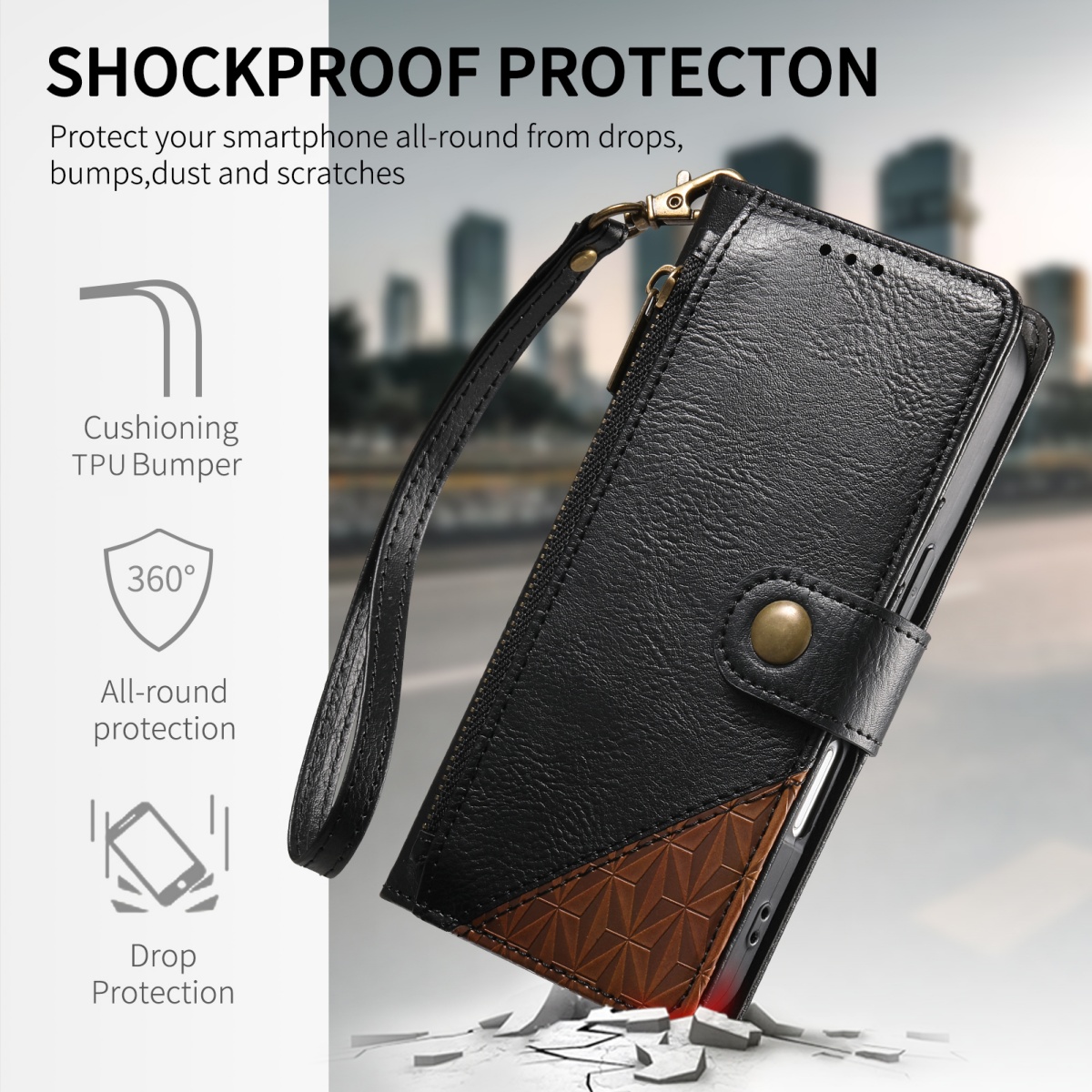 PU Leather Zipper Wrist Strap  - مراجعة Samsung Galaxy Strap وسعره