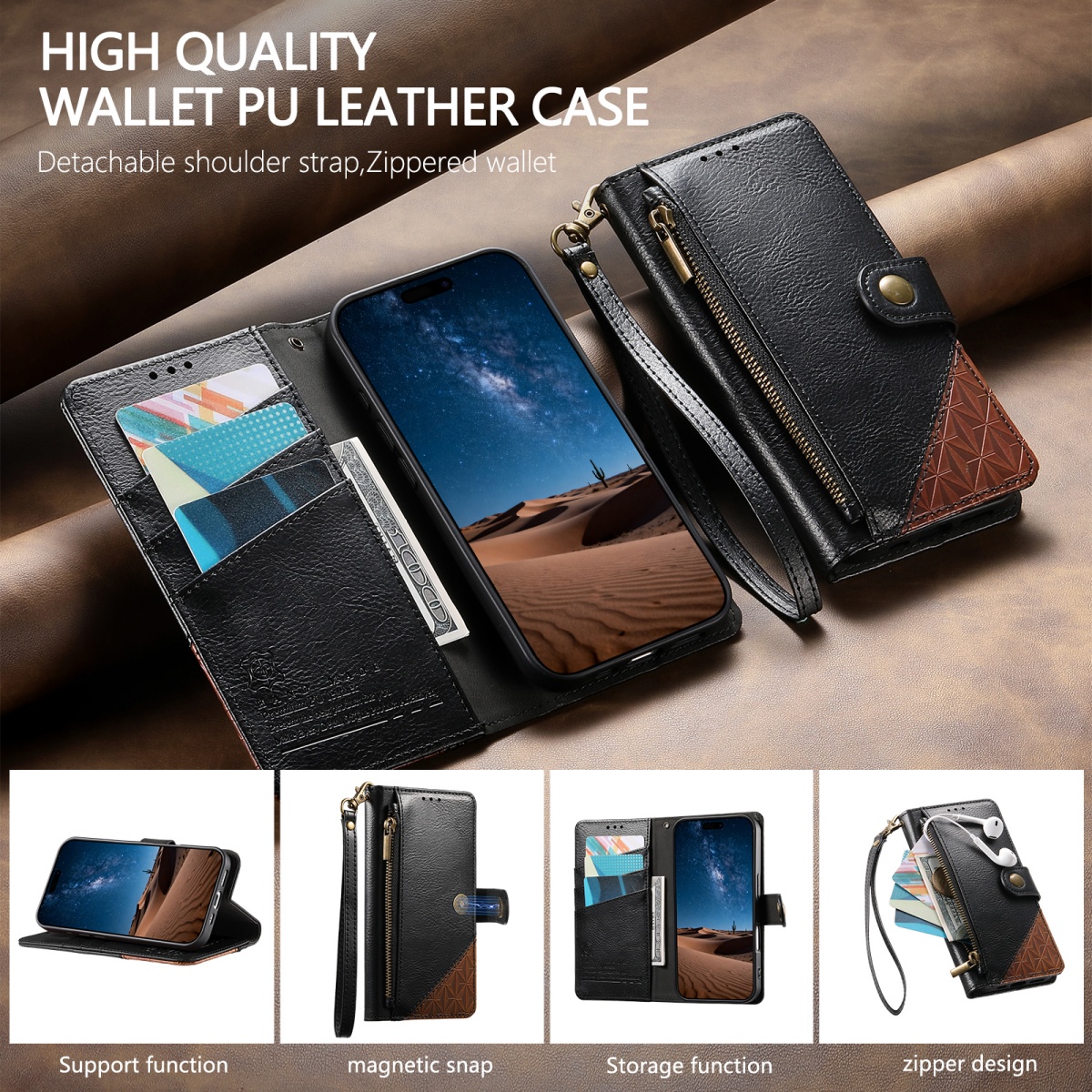 PU Leather Zipper Wrist Strap  - مراجعة Samsung Galaxy Strap وسعره