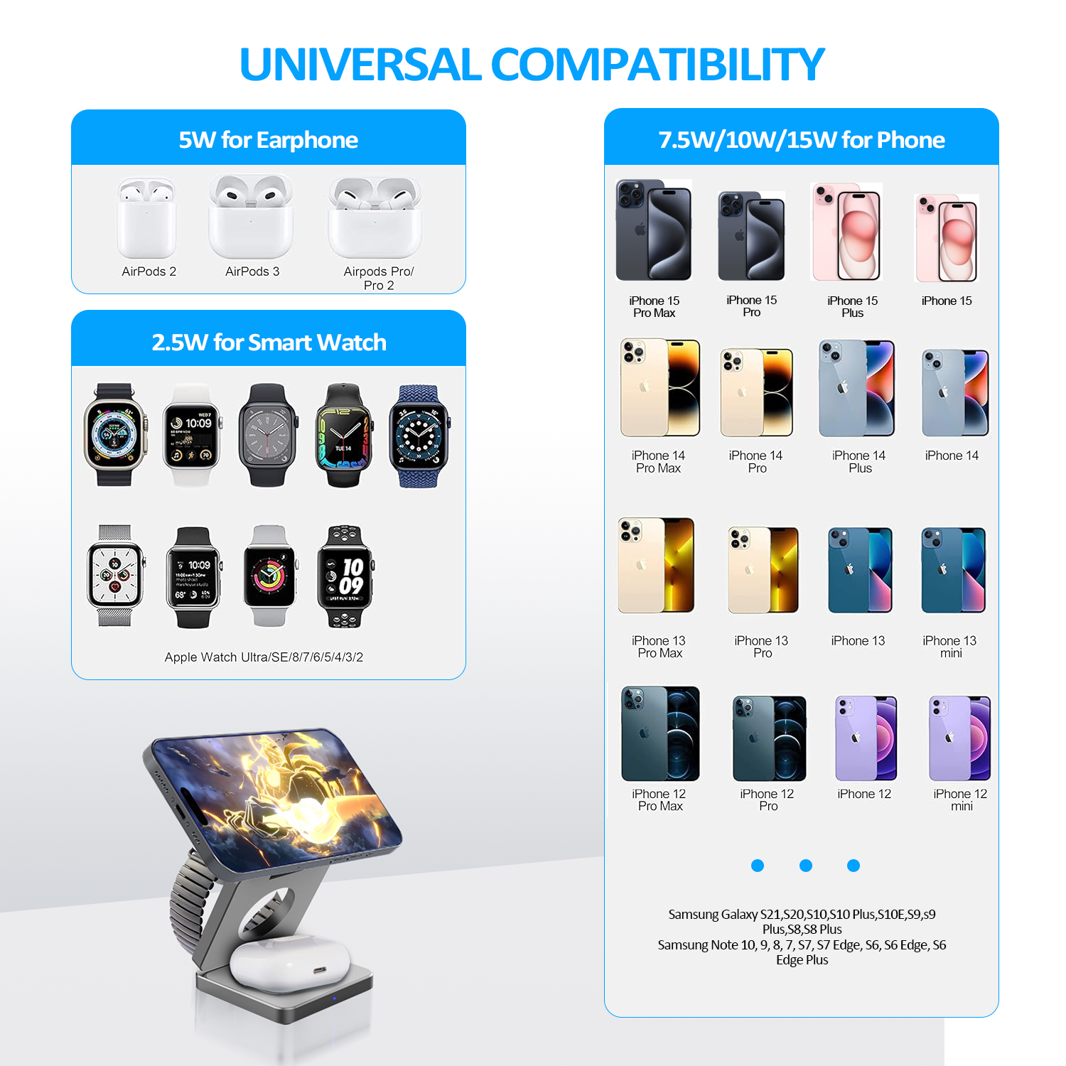 15W 3 in 1 Magnetic Wireless C - مراجعة Smartwatch Phone Watches وسعره