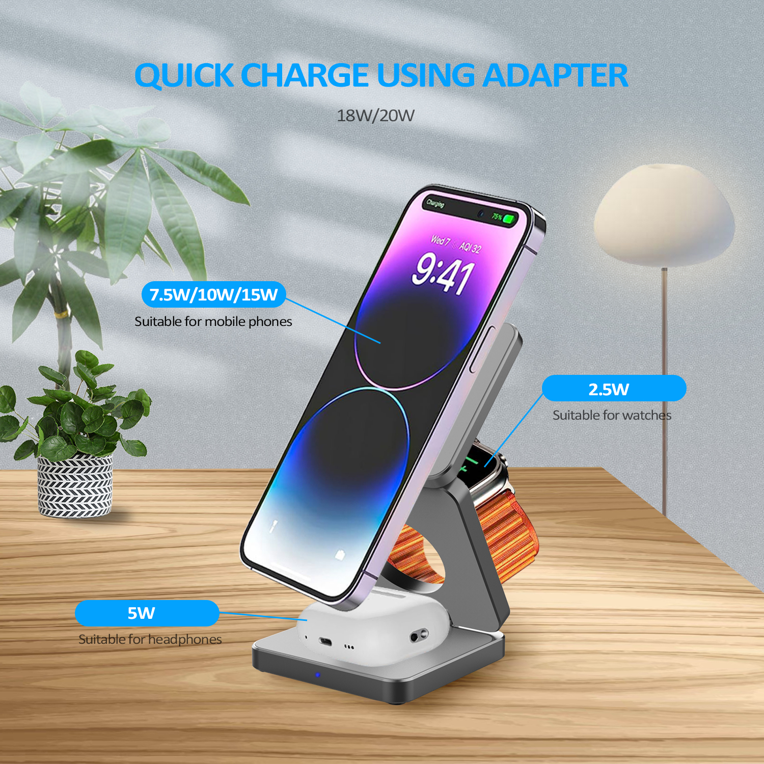 15W 3 in 1 Magnetic Wireless C - مراجعة Smartwatch Phone Watches وسعره
