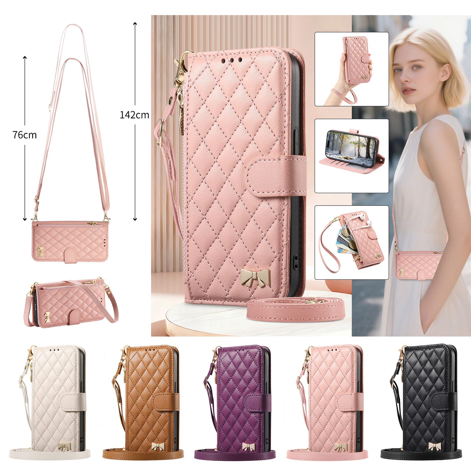 PU Leather Zipper Crossbody Wr - مراجعة Samsung Galaxy Strap وسعره