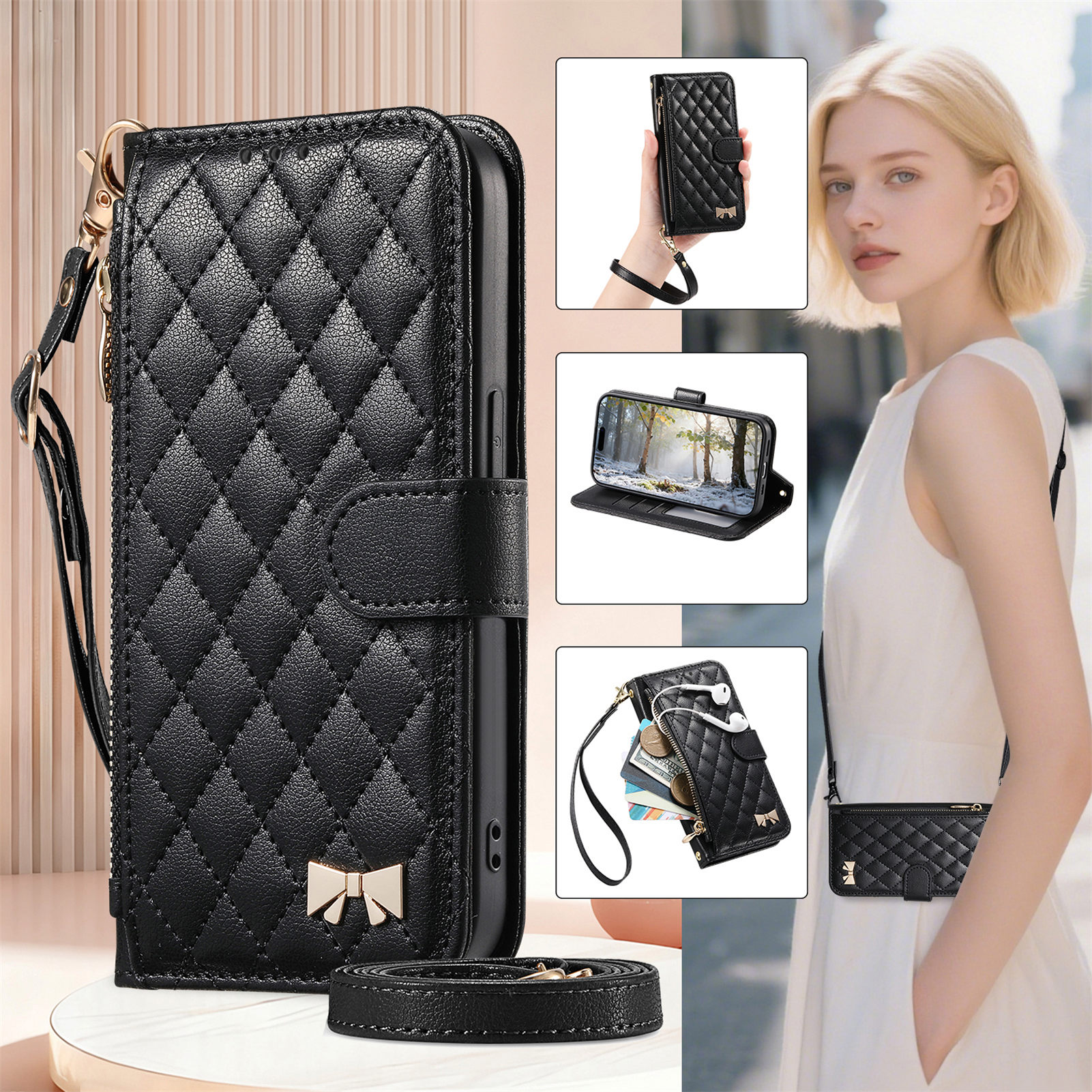 PU Leather Zipper Crossbody Wr - مراجعة Samsung Galaxy Strap وسعره