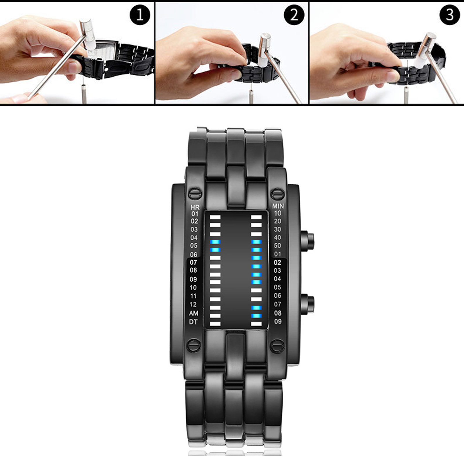 Premium Binary Matrix Blue LED - مراجعة Smartwatch Premium Watches For Women وسعره