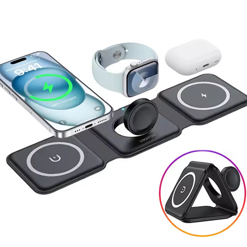 3-in-1 Magnetic Folding Wirele - مراجعة Smartwatch Phone Watches وسعره