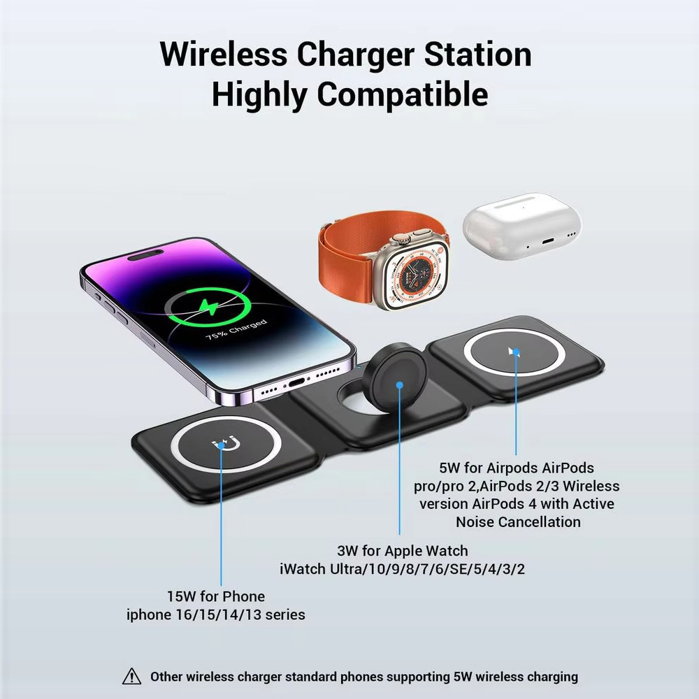 3-in-1 Magnetic Folding Wirele - مراجعة Smartwatch Phone Watches وسعره