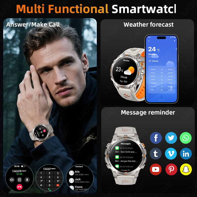 LIGE Rugged GPS Track Smart Wa - مراجعة Watch Smartwatch وسعره
