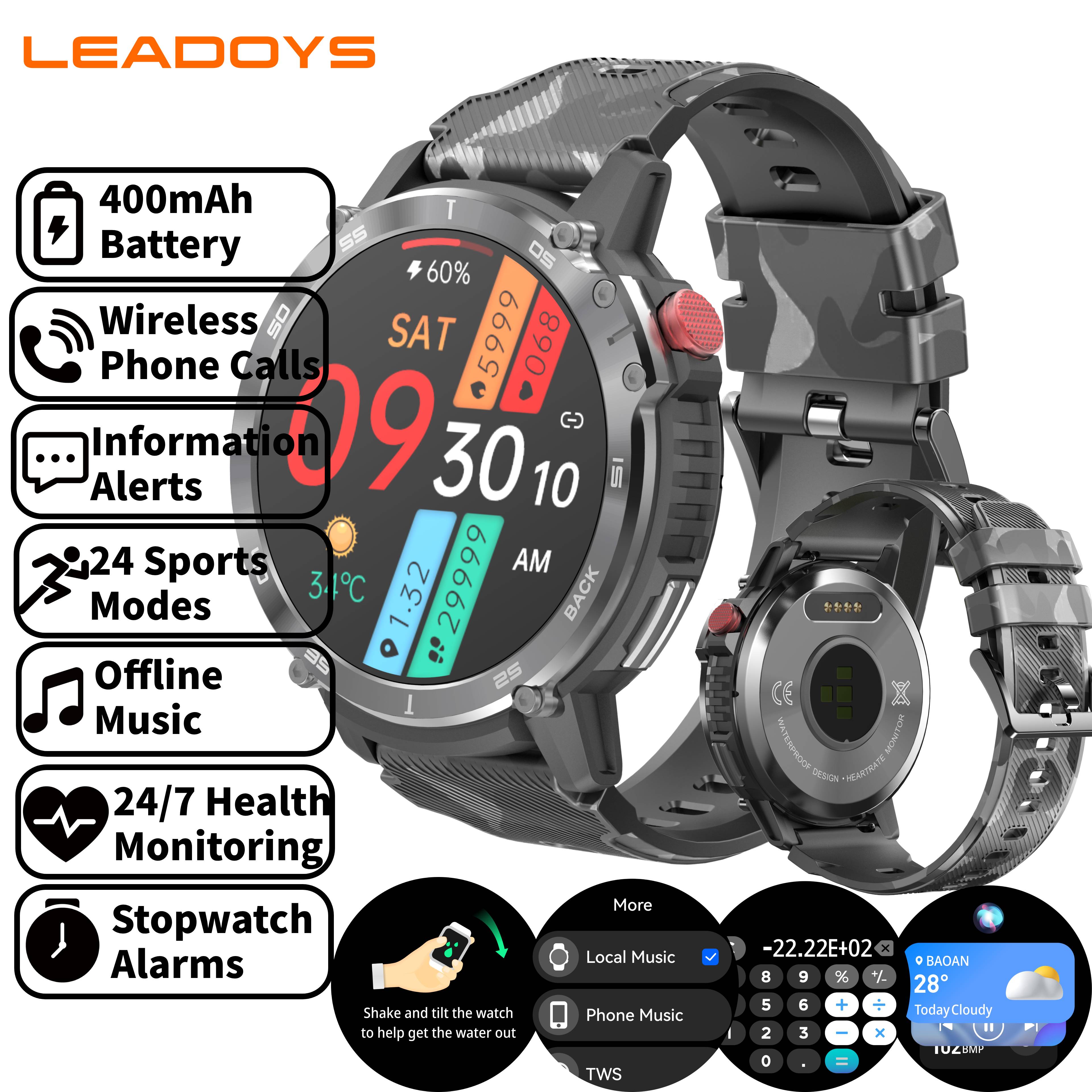 LEADOYS Smart Watch with Off-l - مراجعة Smartwatch Online Watches For Men وسعره