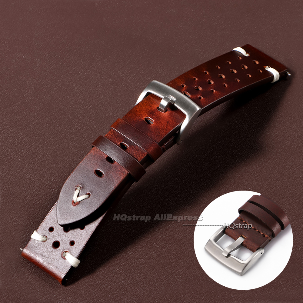 Oil Wax Cowhide Watch Strap 20 - مراجعة Smartwatch Premium Watches For Women وسعره