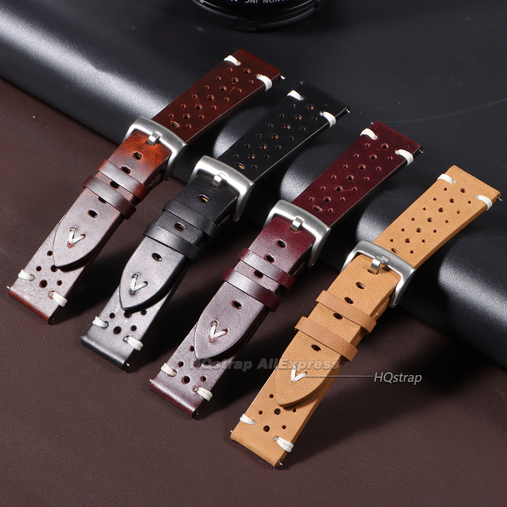 Oil Wax Cowhide Watch Strap 20 - مراجعة Smartwatch Premium Watches For Women وسعره