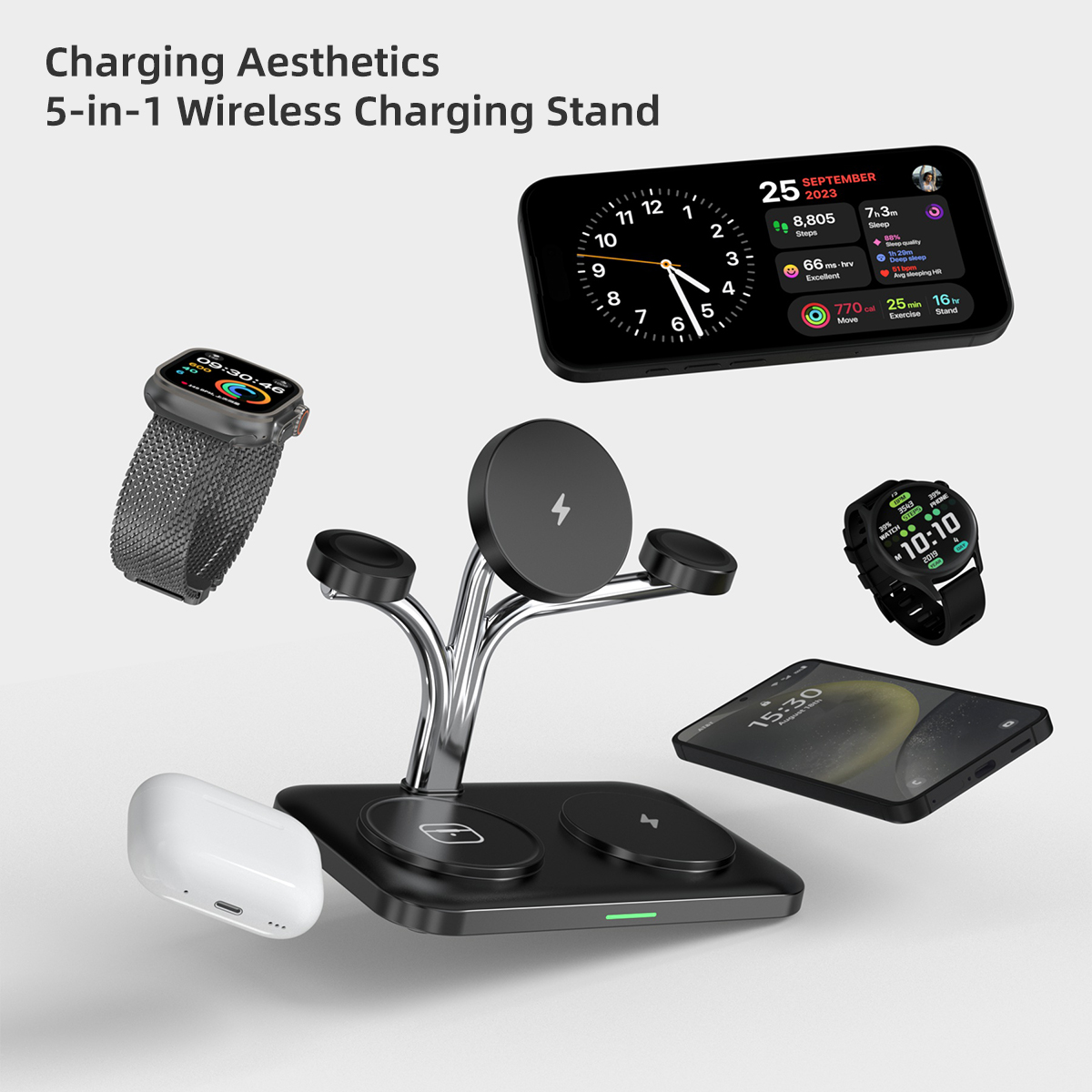 5 IN 1 Magnetic Wireless Charg - مراجعة Smartwatch Phone Watches وسعره