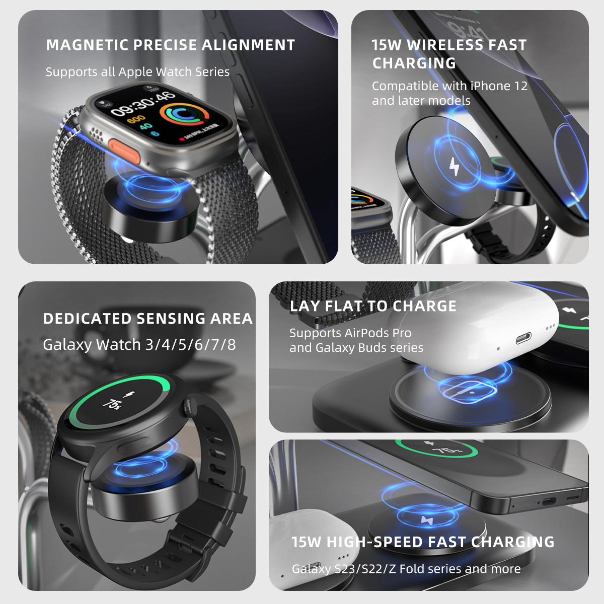 5 IN 1 Magnetic Wireless Charg - مراجعة Smartwatch Phone Watches وسعره